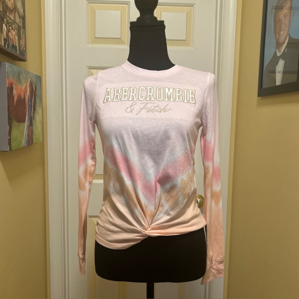 Abercrombie Kids Pink and Orange Tie-Dye Long Sleeve Tee